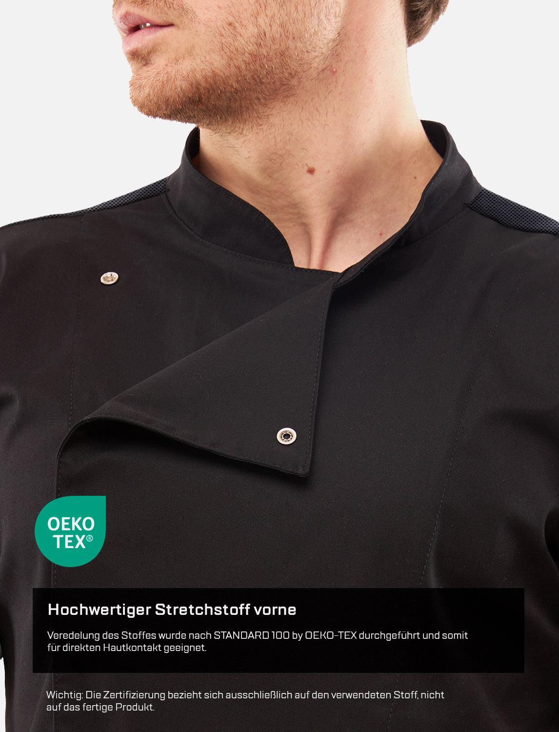 Herren Kochjacke mit dryMesh Rücken und Ärmel - Druckknöpfen -  Langarm