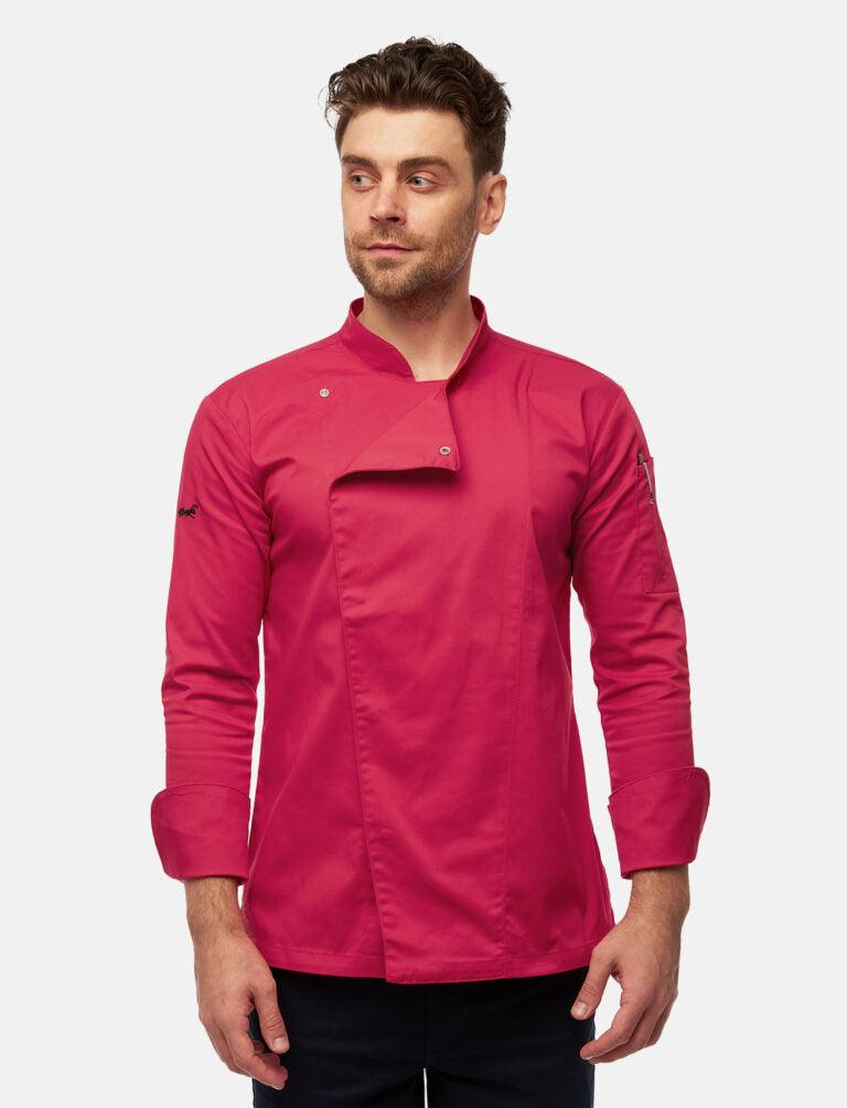 Stretch Kochjacke Herren mit Druckknöpfen Langarm Slim Fit