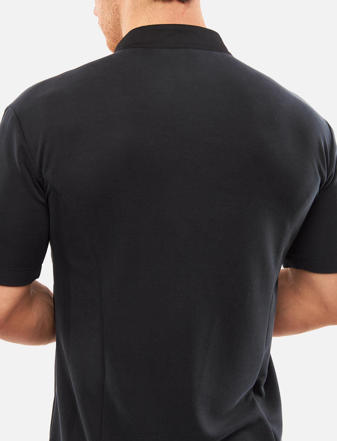 Kochjacke Schwarz Herren mit Druckknöpfen Kochhemd Kurzarm Modal Stoff