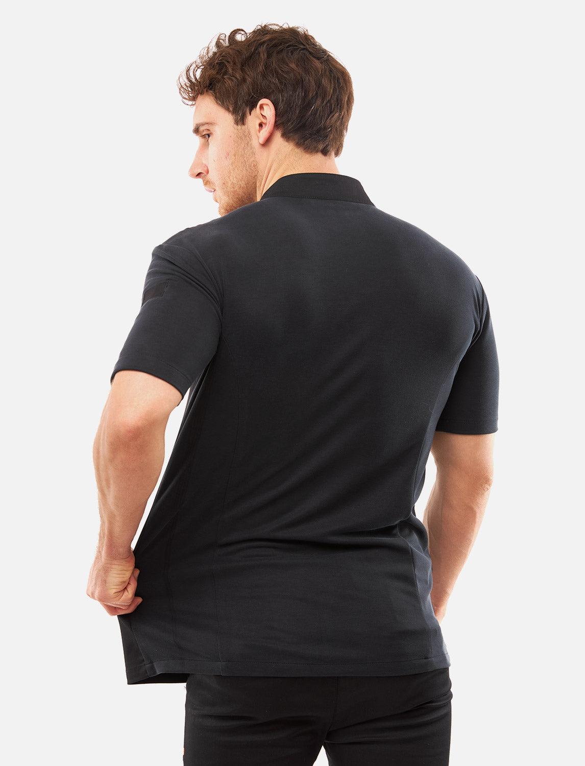 Kochjacke Schwarz Herren mit Druckknöpfen Kochhemd Kurzarm Modal Stoff