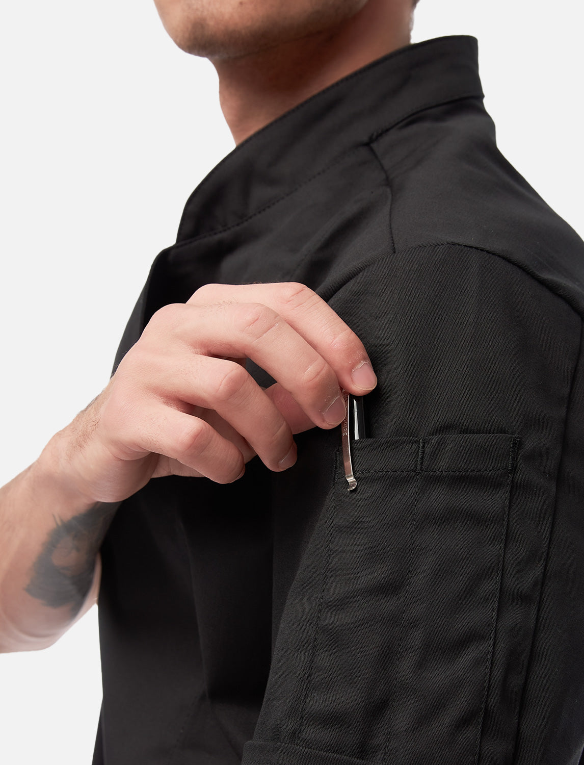 Soft Stretch Kochjacke Herren mit Druckknöpfen Kurzarm