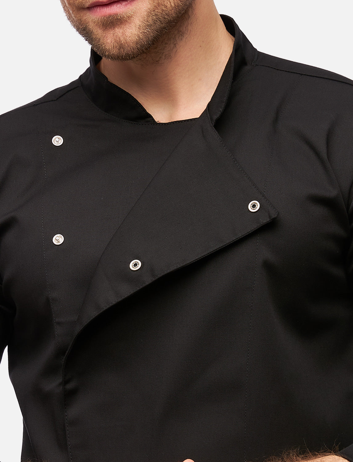 Soft Stretch Kochjacke Herren mit Druckknöpfen Kurzarm