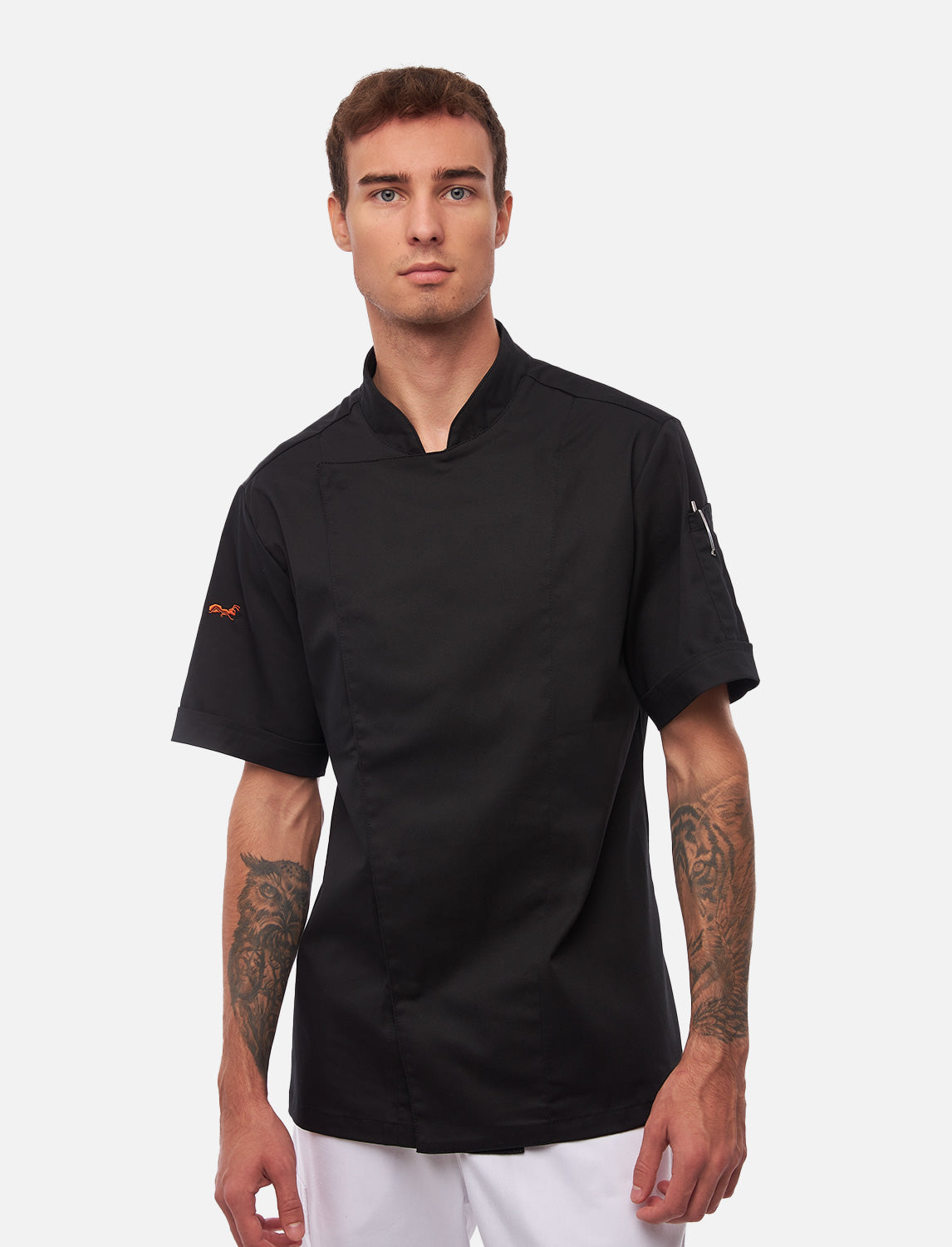 Soft Stretch Kochjacke Herren mit Druckknöpfen Kurzarm