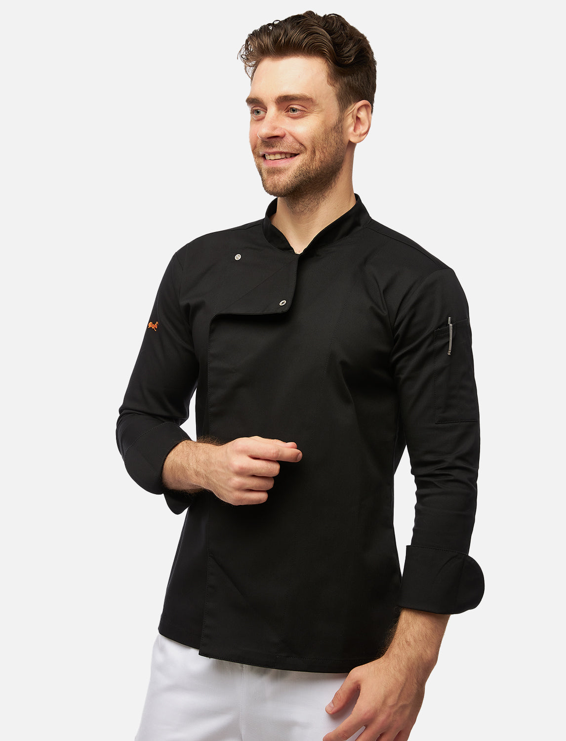 Kochjacke Herren Soft-Stretch Langarm mit Druckknöpfen