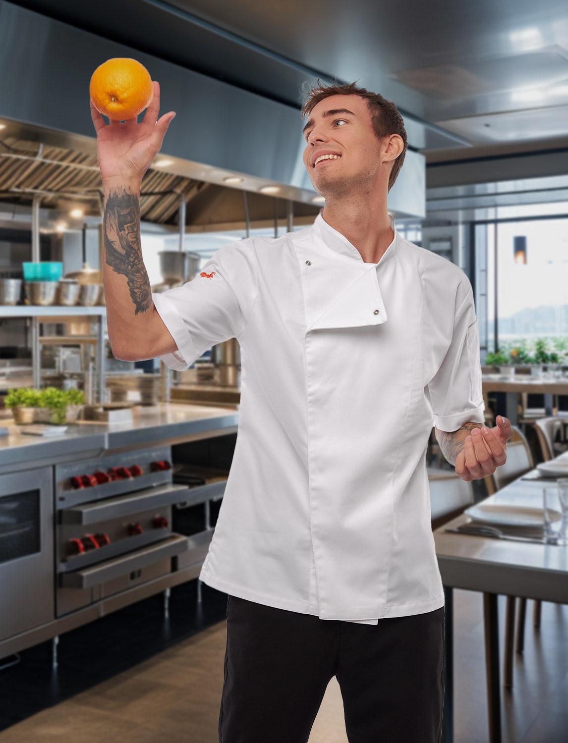 easyMove Kochjacke Herren Kurzarm mit dryMesh Einsatz - Druckknöpfen