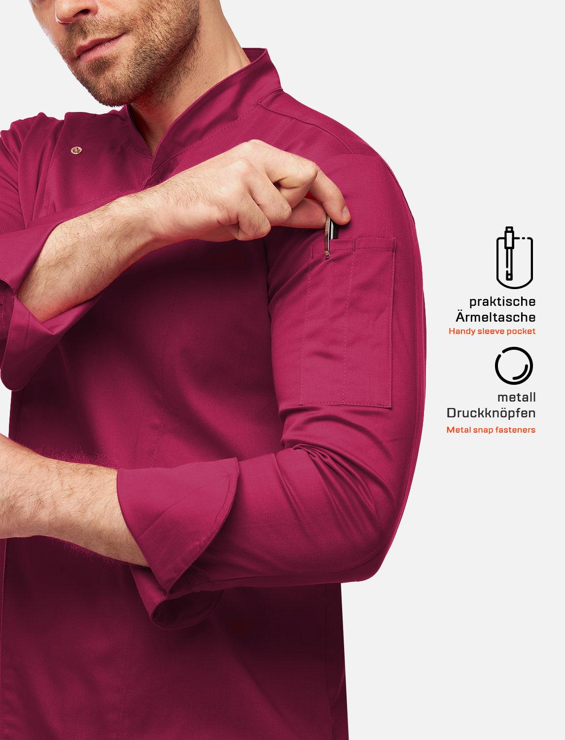 easyMove Kochjacke Herren Langarm mit Druckknöpfen Slim Fit