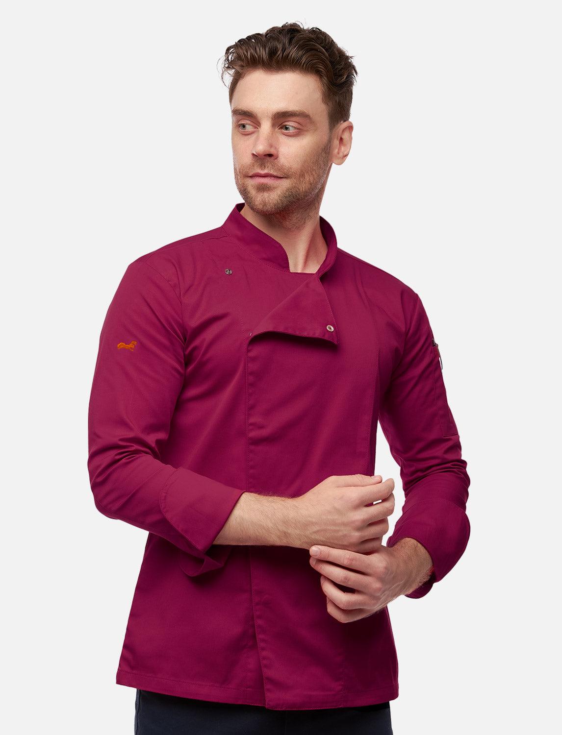 easyMove Kochjacke Herren Langarm mit Druckknöpfen Slim Fit