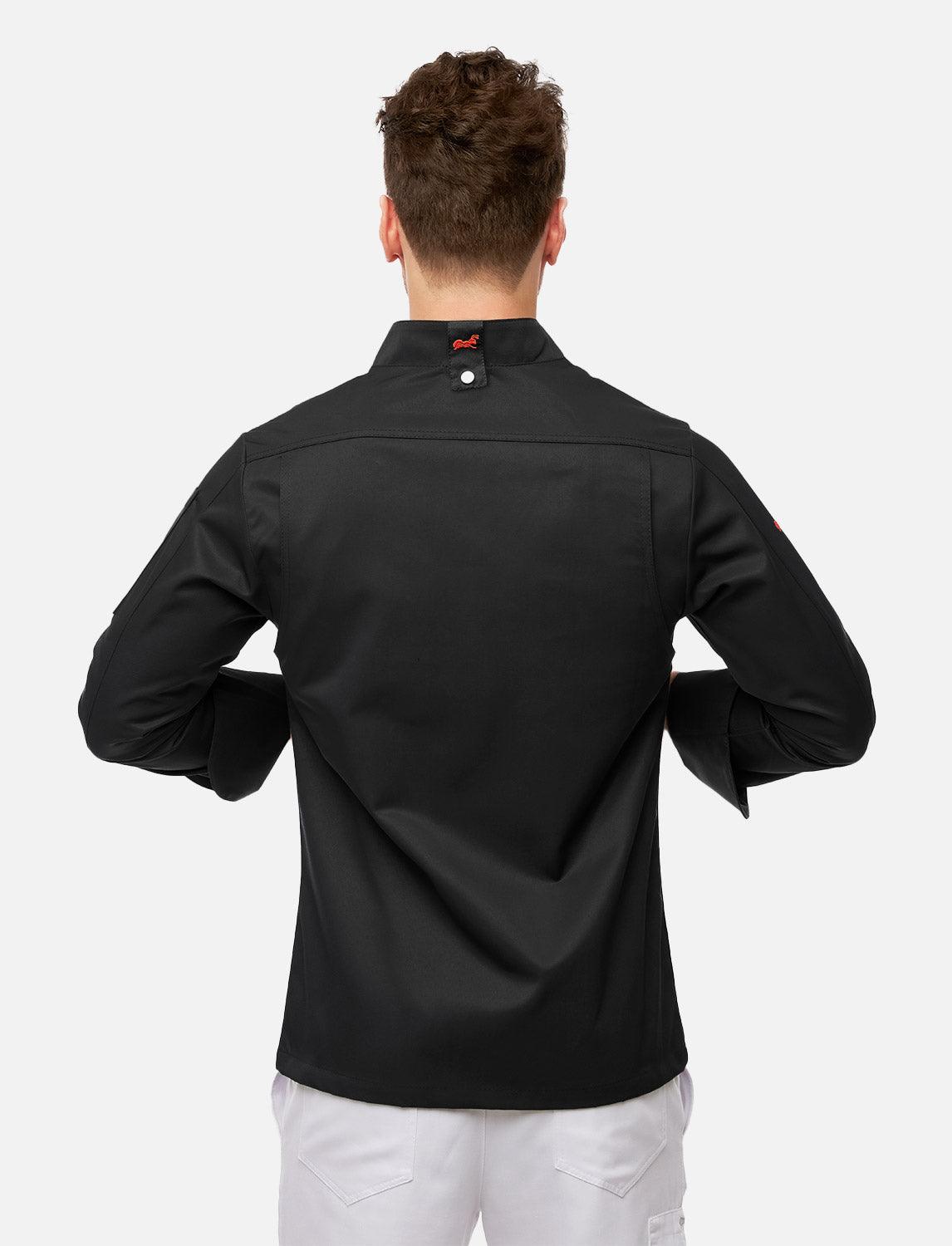 easyMove Kochjacke Herren Langarm mit Druckknöpfen Slim Fit