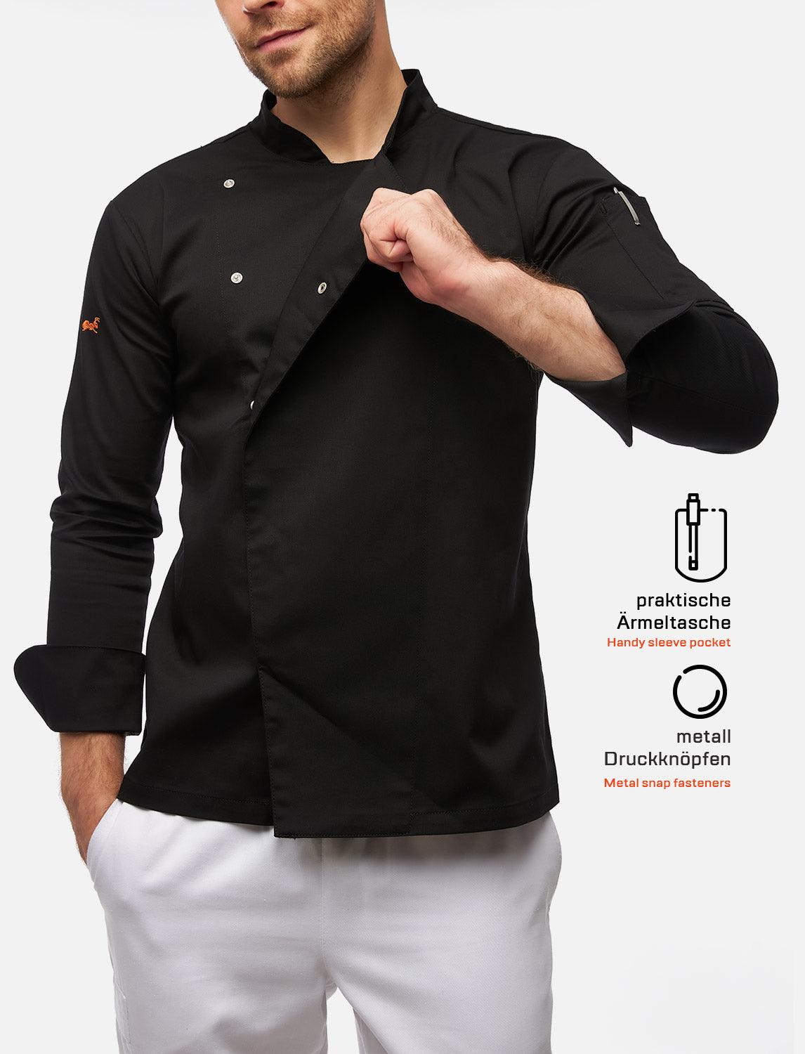 easyMove Kochjacke Herren Langarm mit Druckknöpfen Slim Fit