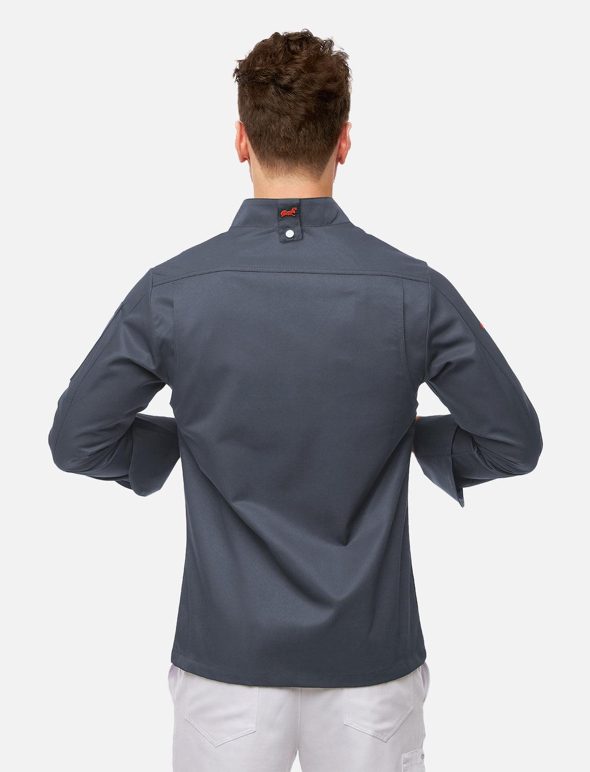 easyMove Kochjacke Herren Langarm mit Druckknöpfen Slim Fit