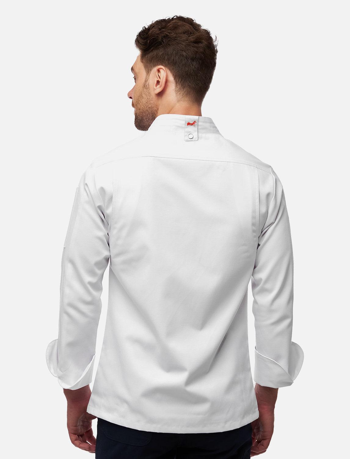 easyMove Kochjacke Herren Langarm mit Druckknöpfen Slim Fit