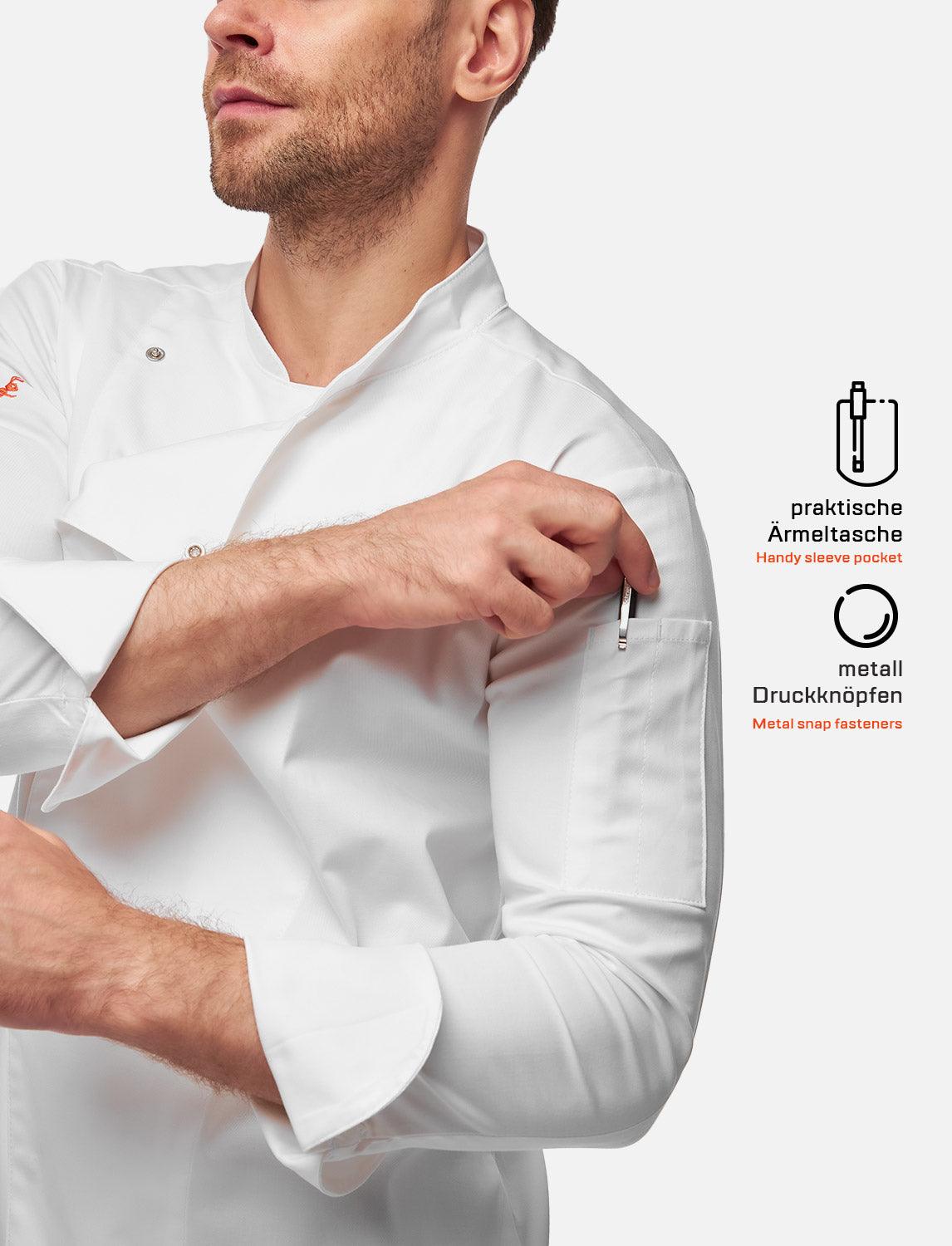 easyMove Kochjacke Herren Langarm mit Druckknöpfen Slim Fit
