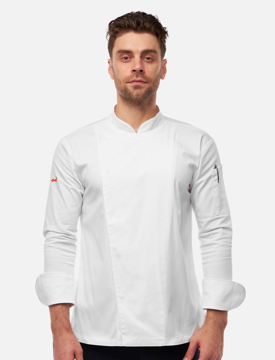 easyMove Kochjacke Herren Langarm mit Druckknöpfen Slim Fit