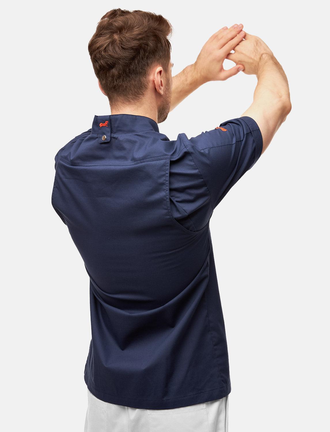 leichte Herren Kochjacke Kurzarm inkl. Kugelknöpfe Regular Fit Blau