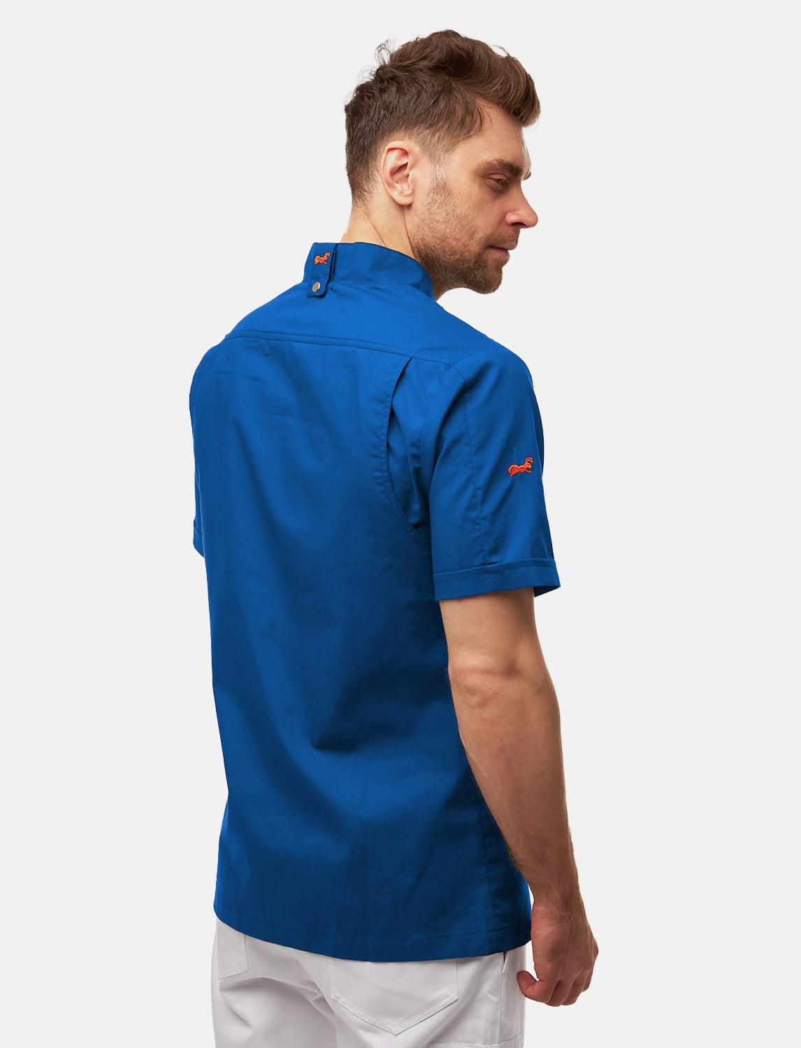 leichte Herren Kochjacke Kurzarm inkl. Kugelknöpfe Regular Fit Blau