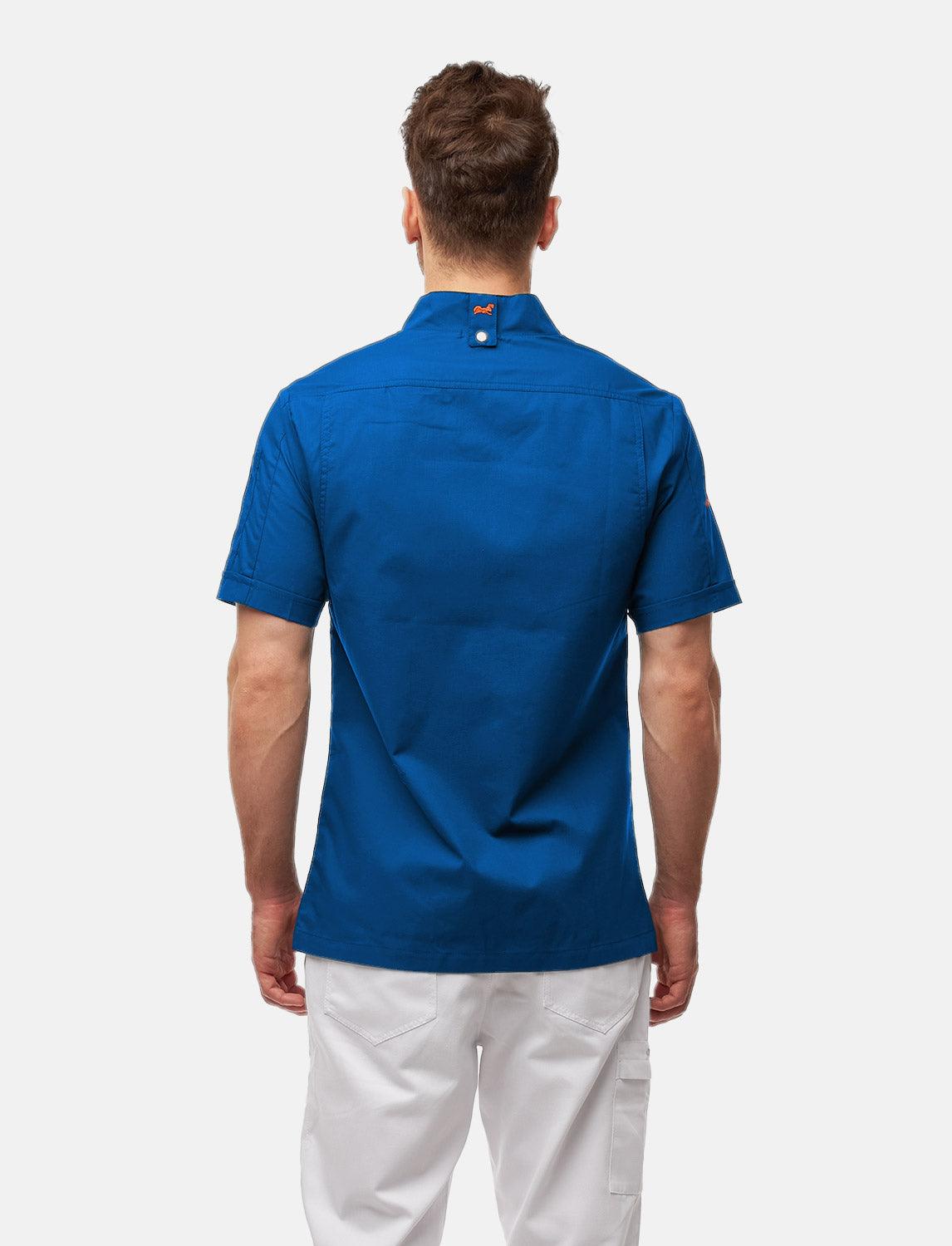 leichte Herren Kochjacke Kurzarm inkl. Kugelknöpfe Regular Fit Blau