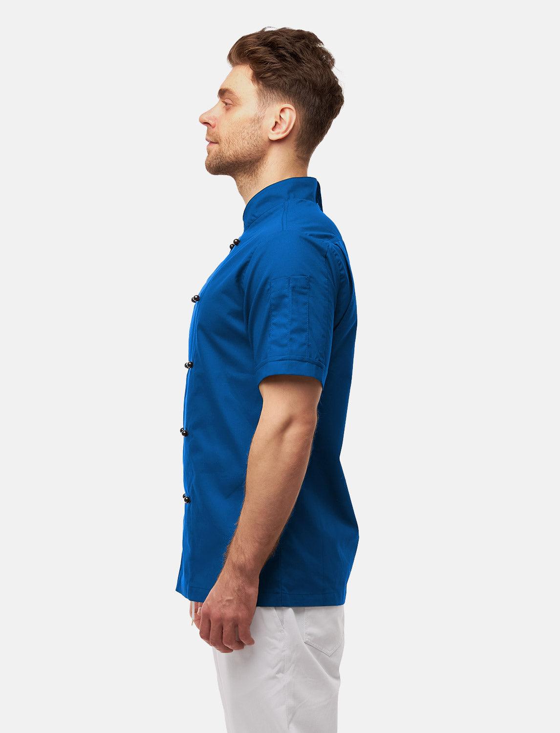 leichte Herren Kochjacke Kurzarm inkl. Kugelknöpfe Regular Fit Blau