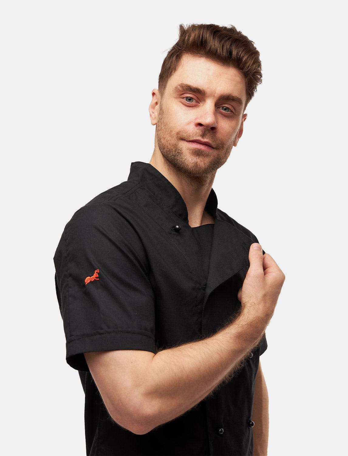 100% Baumwolle leichte Kochjacke Herren Kurzarm inkl. Kugelknöpfe Regular Fit