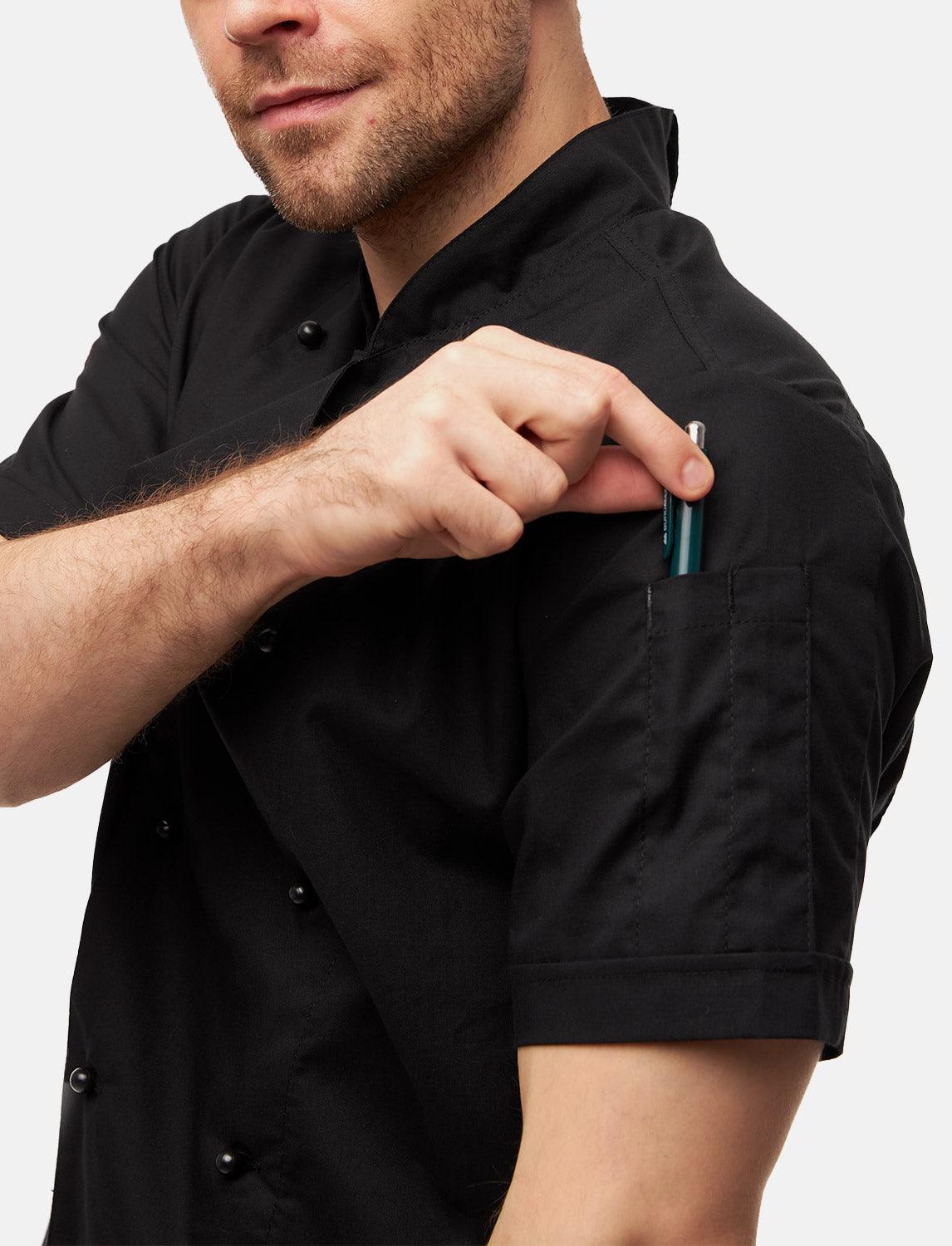 100% Baumwolle leichte Kochjacke Herren Kurzarm inkl. Kugelknöpfe Regular Fit