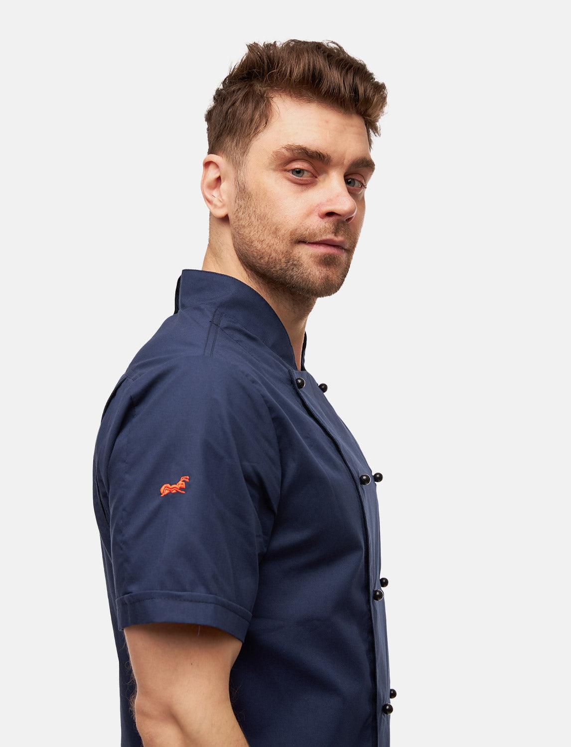 100% Baumwolle leichte Kochjacke Herren Kurzarm inkl. Kugelknöpfe Regular Fit