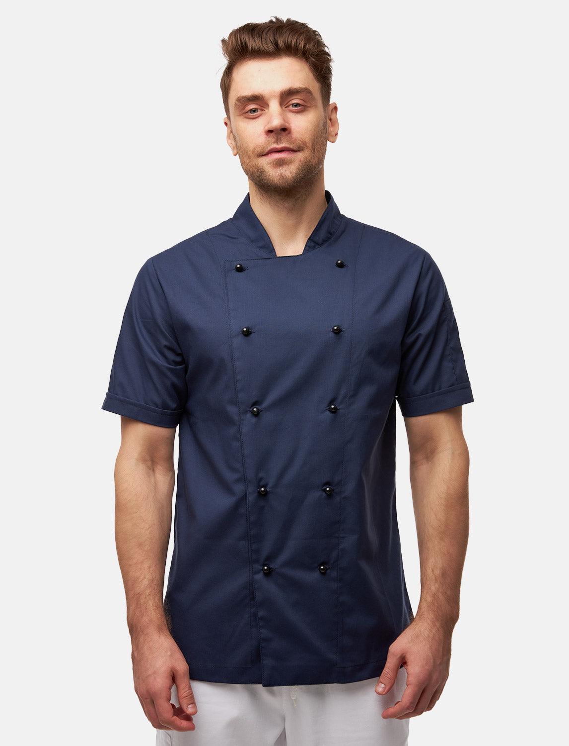 100% Baumwolle leichte Kochjacke Herren Kurzarm inkl. Kugelknöpfe Regular Fit