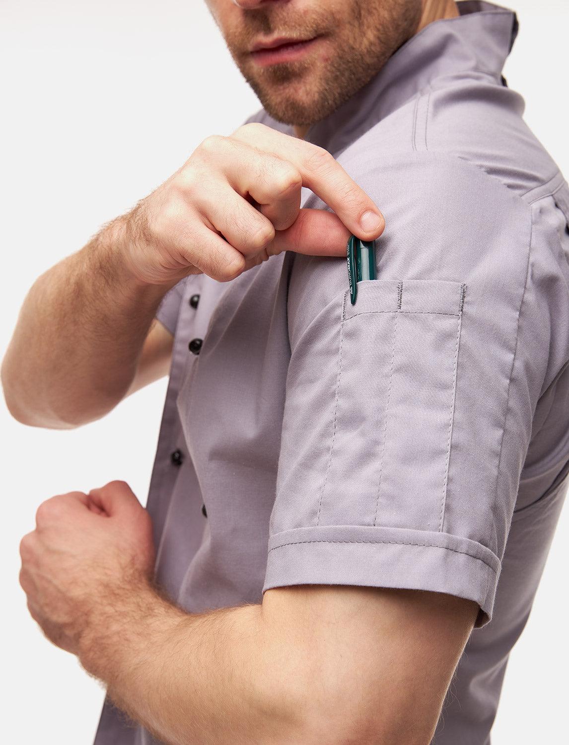 100% Baumwolle leichte Kochjacke Herren Kurzarm inkl. Kugelknöpfe Regular Fit