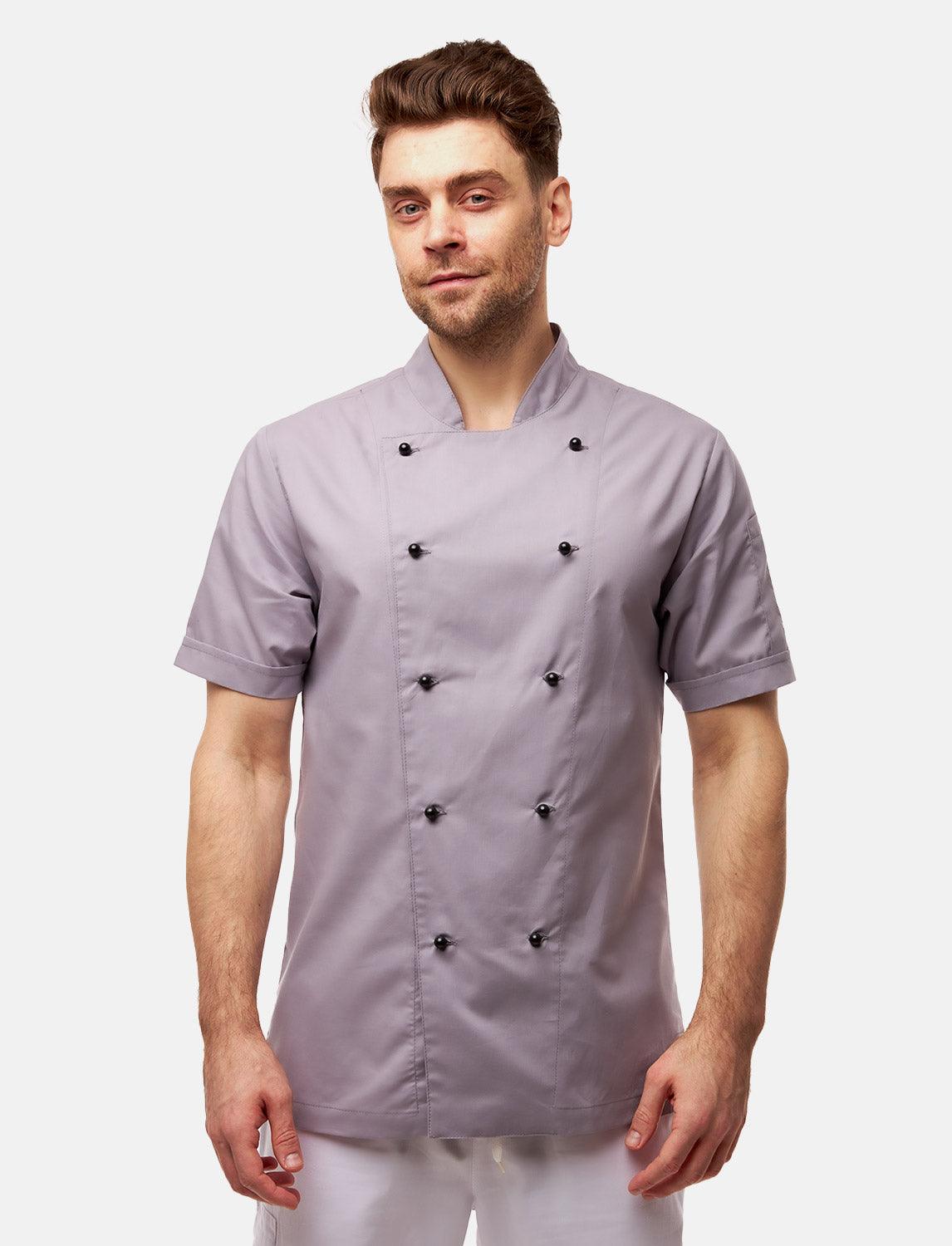 100% Baumwolle leichte Kochjacke Herren Kurzarm inkl. Kugelknöpfe Regular Fit
