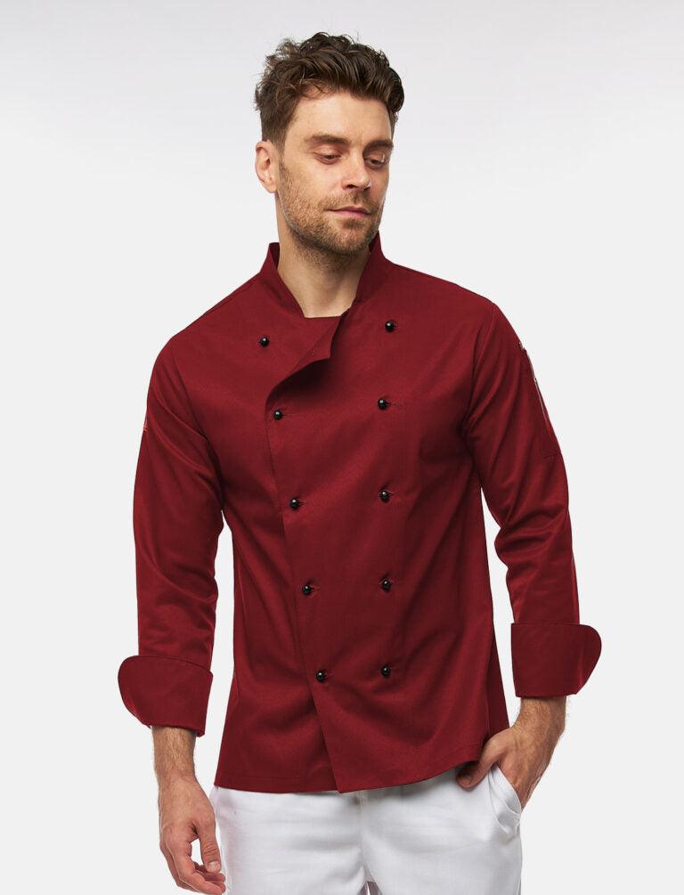 easyClean Herren Kochjacke inkl. Kugelknöpfe Baumwolle Langarm Regular Fit