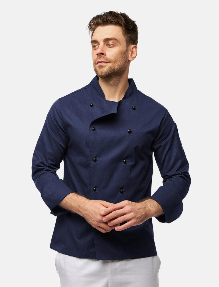 easyClean Herren Kochjacke inkl. Kugelknöpfe Baumwolle Langarm Regular Fit