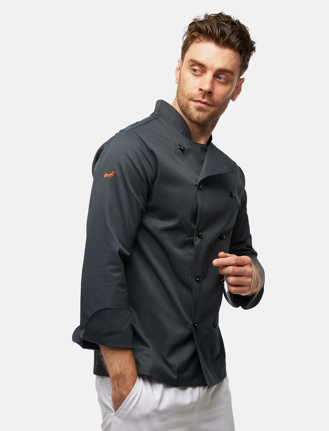 easyClean Herren Kochjacke inkl. Kugelknöpfe Baumwolle Langarm Regular Fit