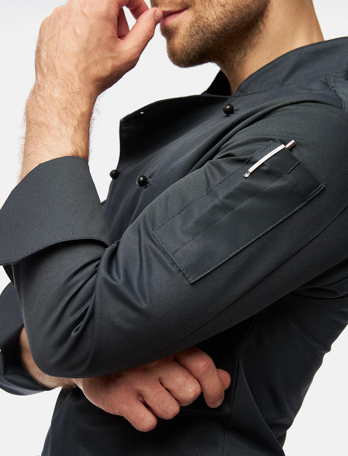 easyClean Herren Kochjacke inkl. Kugelknöpfe Baumwolle Langarm Regular Fit