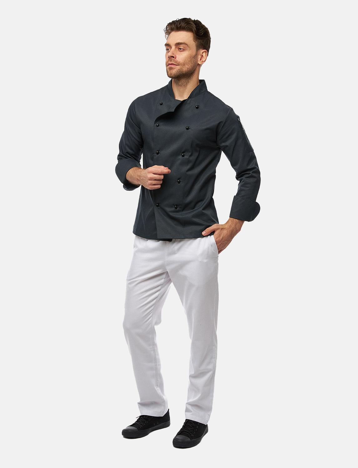 easyClean Herren Kochjacke inkl. Kugelknöpfe Baumwolle Langarm Regular Fit