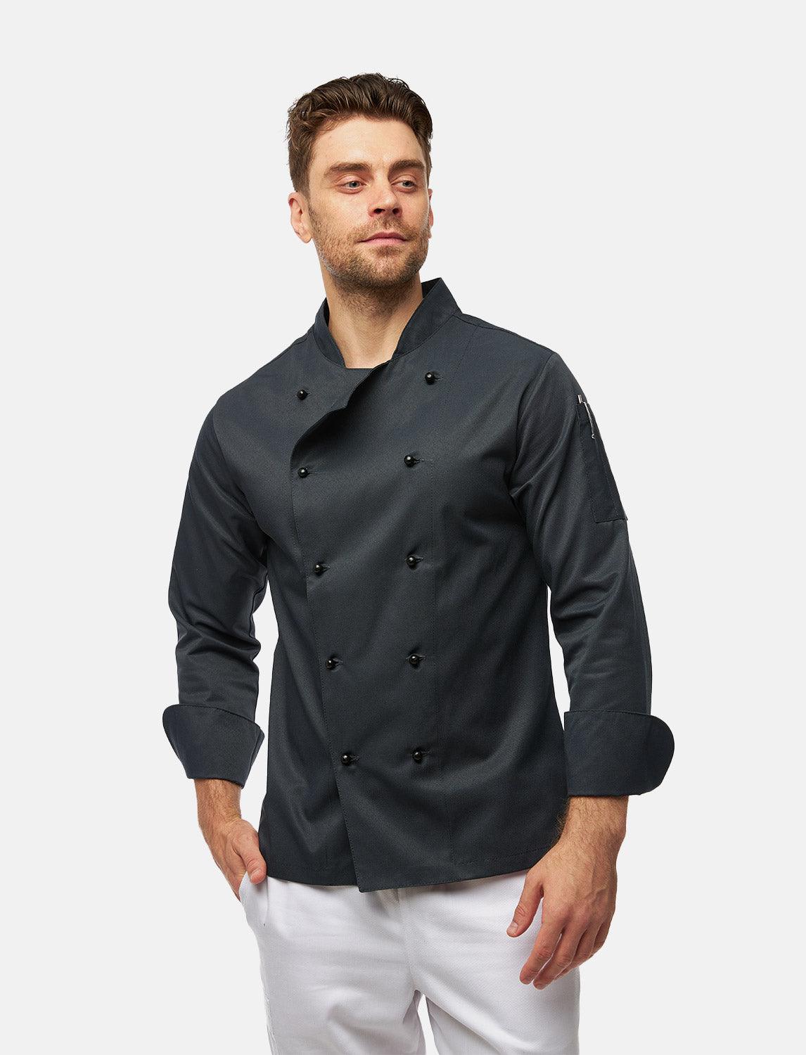 easyClean Herren Kochjacke inkl. Kugelknöpfe Baumwolle Langarm Regular Fit