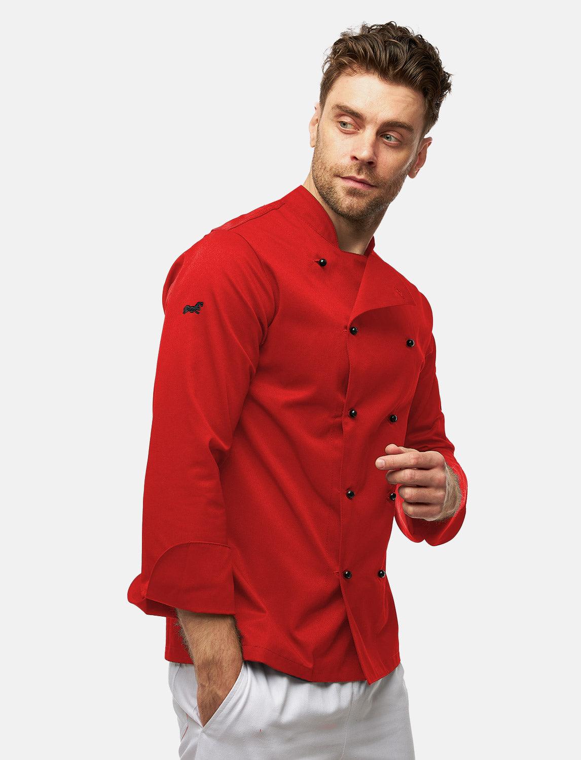 easyClean Herren Kochjacke inkl. Kugelknöpfe Baumwolle Langarm Regular Fit