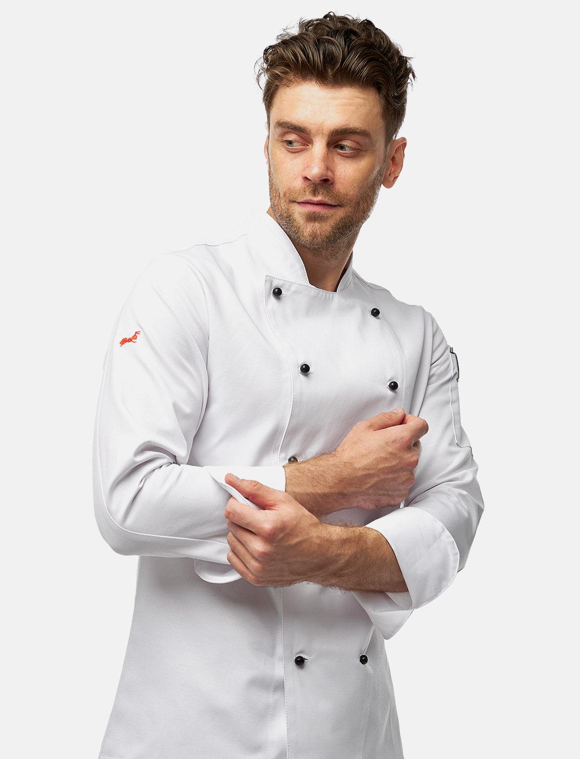 easyClean Herren Kochjacke inkl. Kugelknöpfe Baumwolle Langarm Regular Fit