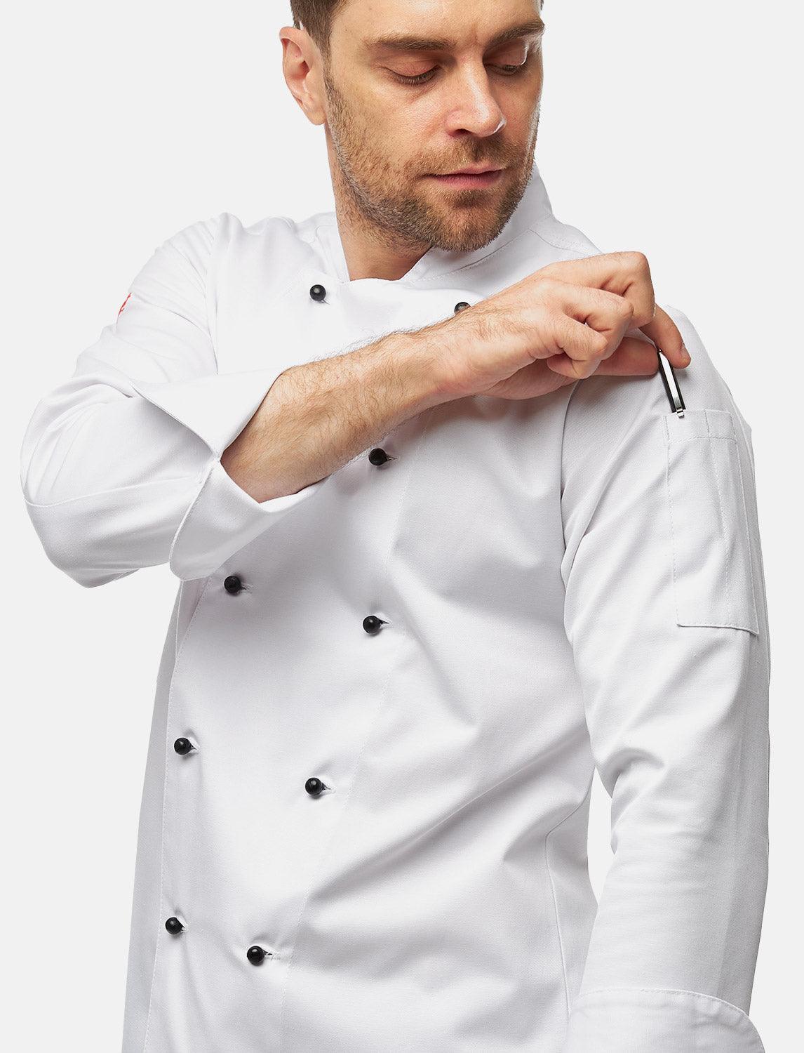 easyClean Herren Kochjacke inkl. Kugelknöpfe Baumwolle Langarm Regular Fit