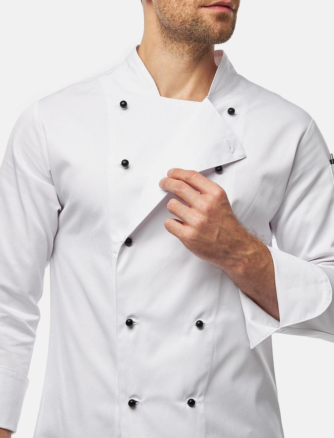 easyClean Herren Kochjacke inkl. Kugelknöpfe Baumwolle Langarm Regular Fit