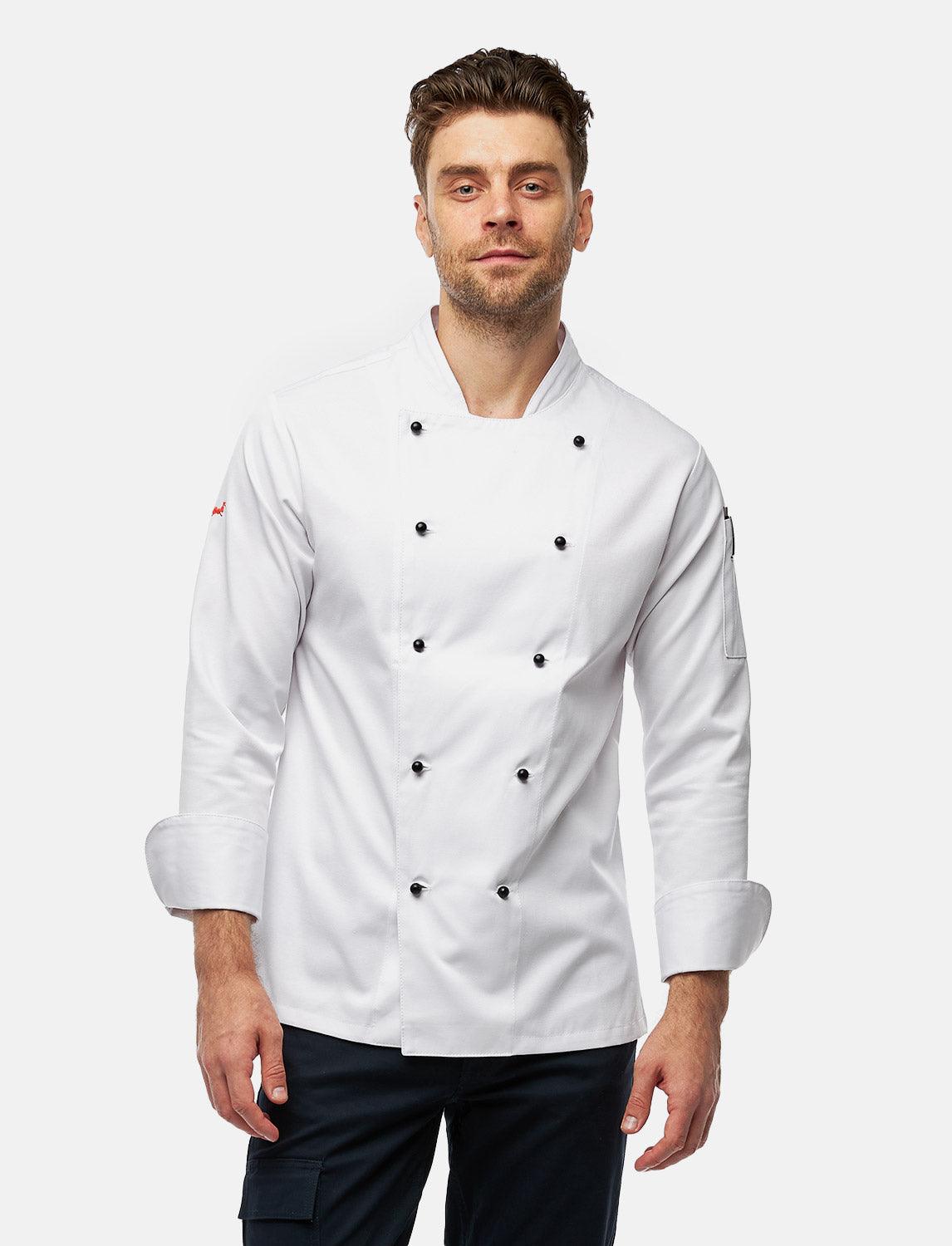 easyClean Herren Kochjacke inkl. Kugelknöpfe Baumwolle Langarm Regular Fit