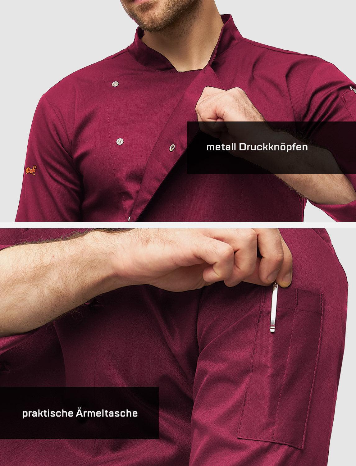 Kochjacke Herren Langarm easyMove mit dryMesh Einsatz – Druckknöpfen