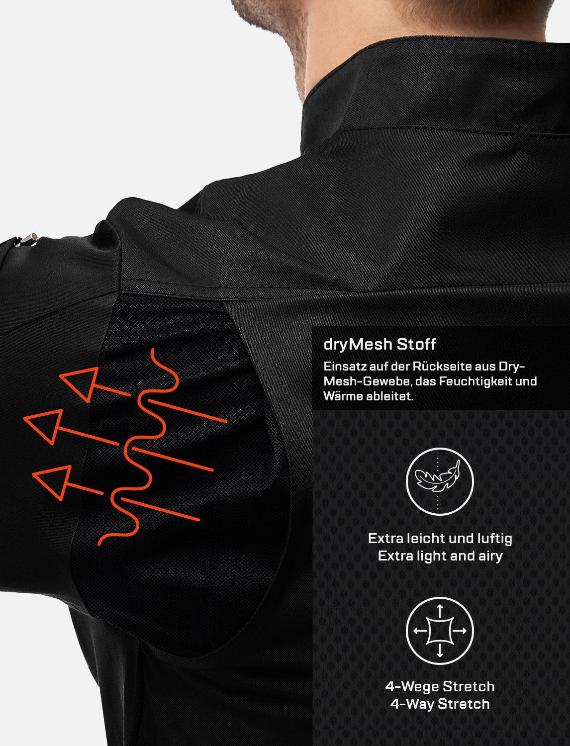 Kochjacke Herren Langarm easyMove mit dryMesh Einsatz – Druckknöpfen