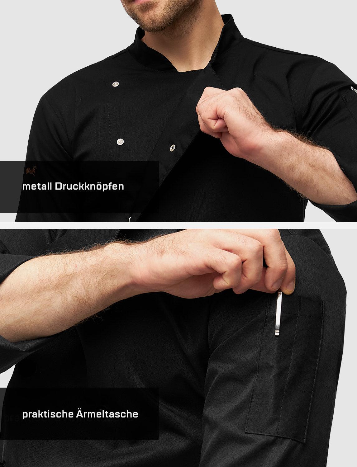 Kochjacke Herren Langarm easyMove mit dryMesh Einsatz – Druckknöpfen