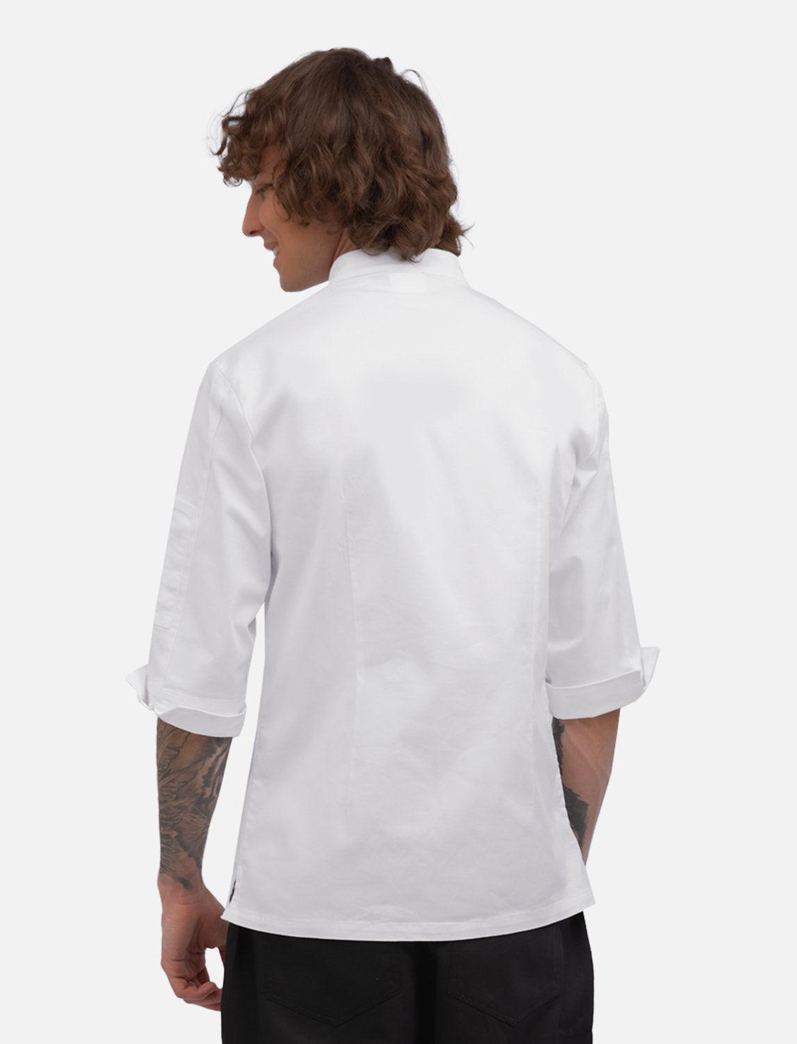 Kochjacke Herren Kurzarm mit Reißverschluss Stretch Slim Fit