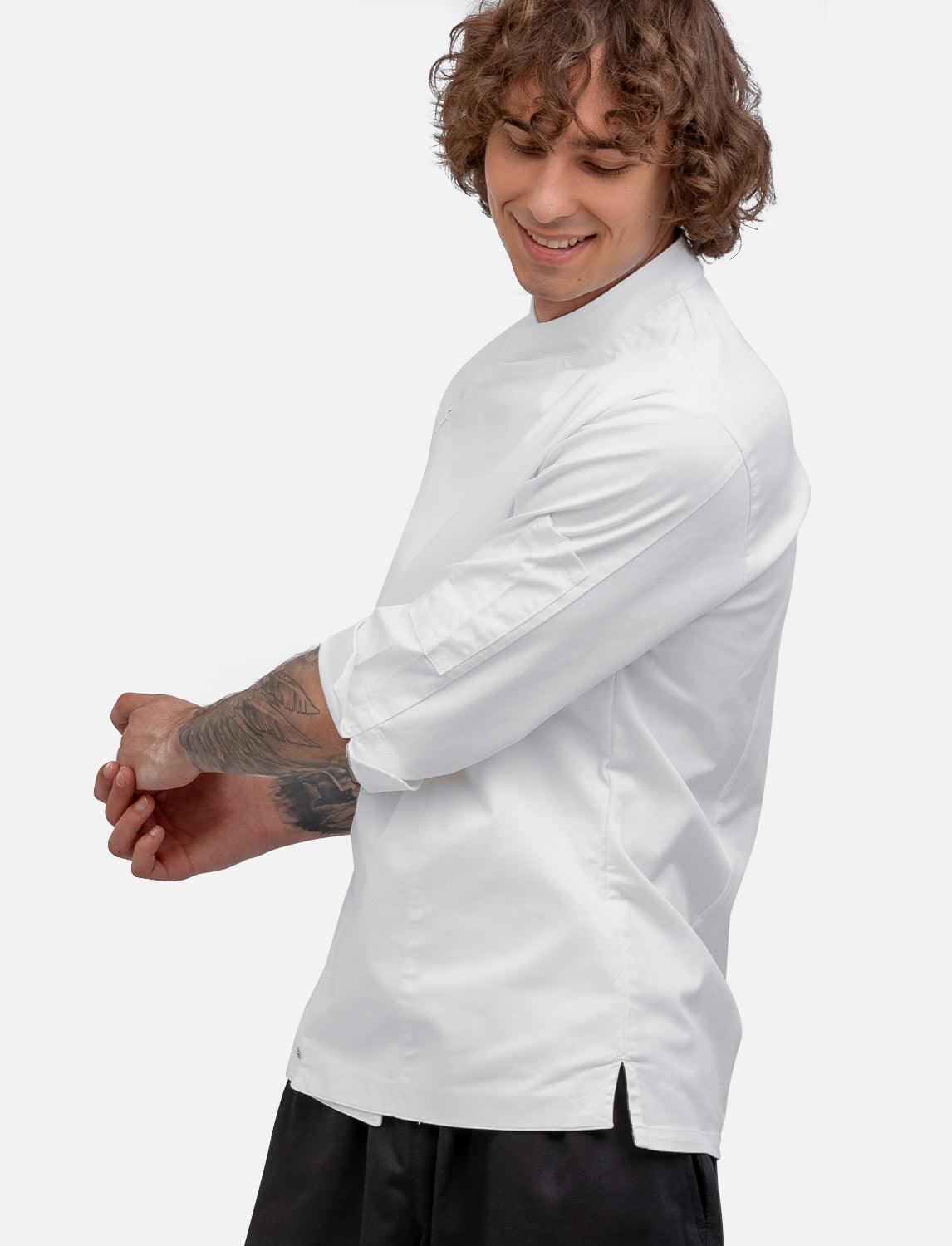 Kochjacke Herren Kurzarm mit Reißverschluss Stretch Slim Fit