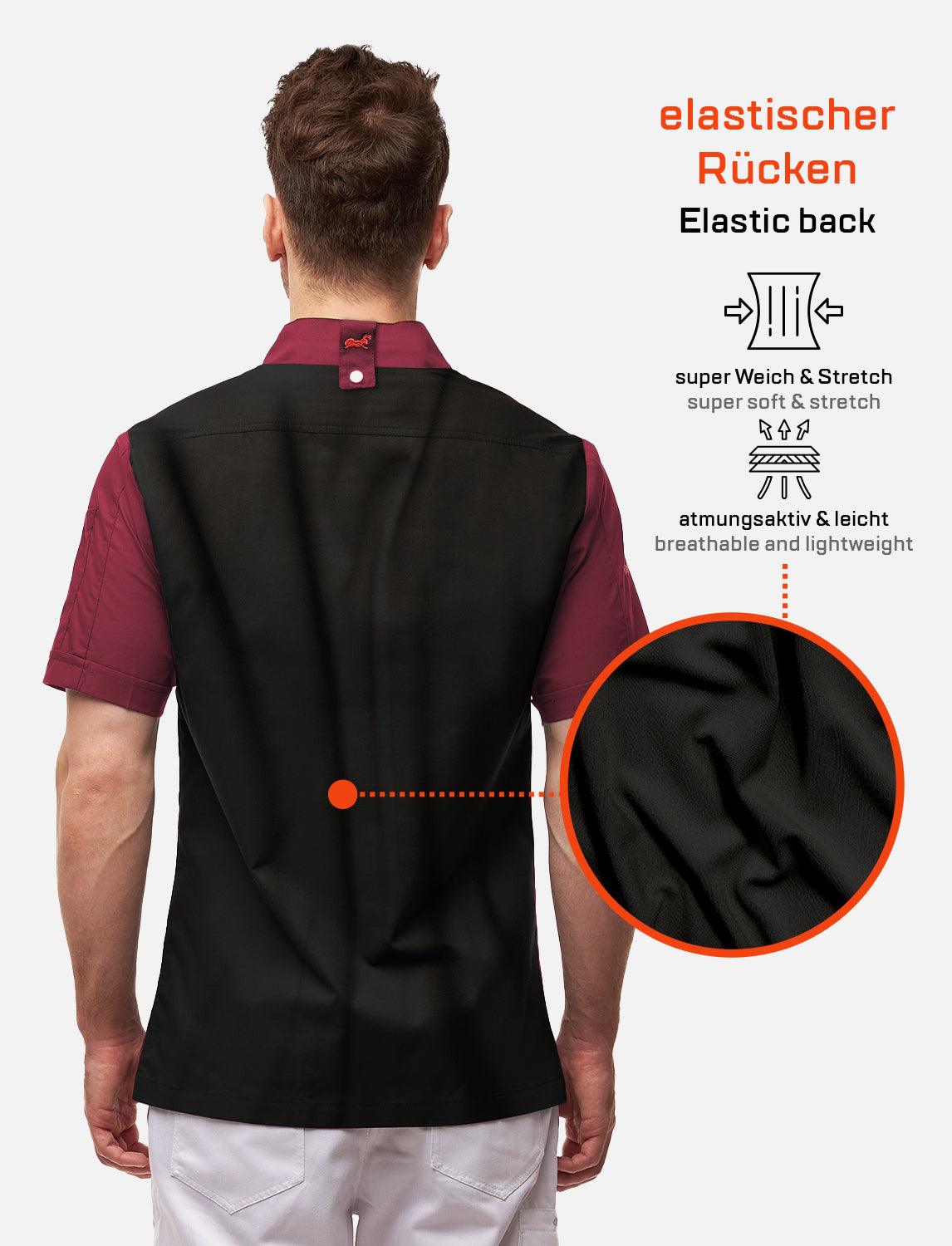 Herren Kochjacke mit Stretch Rücken inkl. Kugelknöpfe - Kurzarm