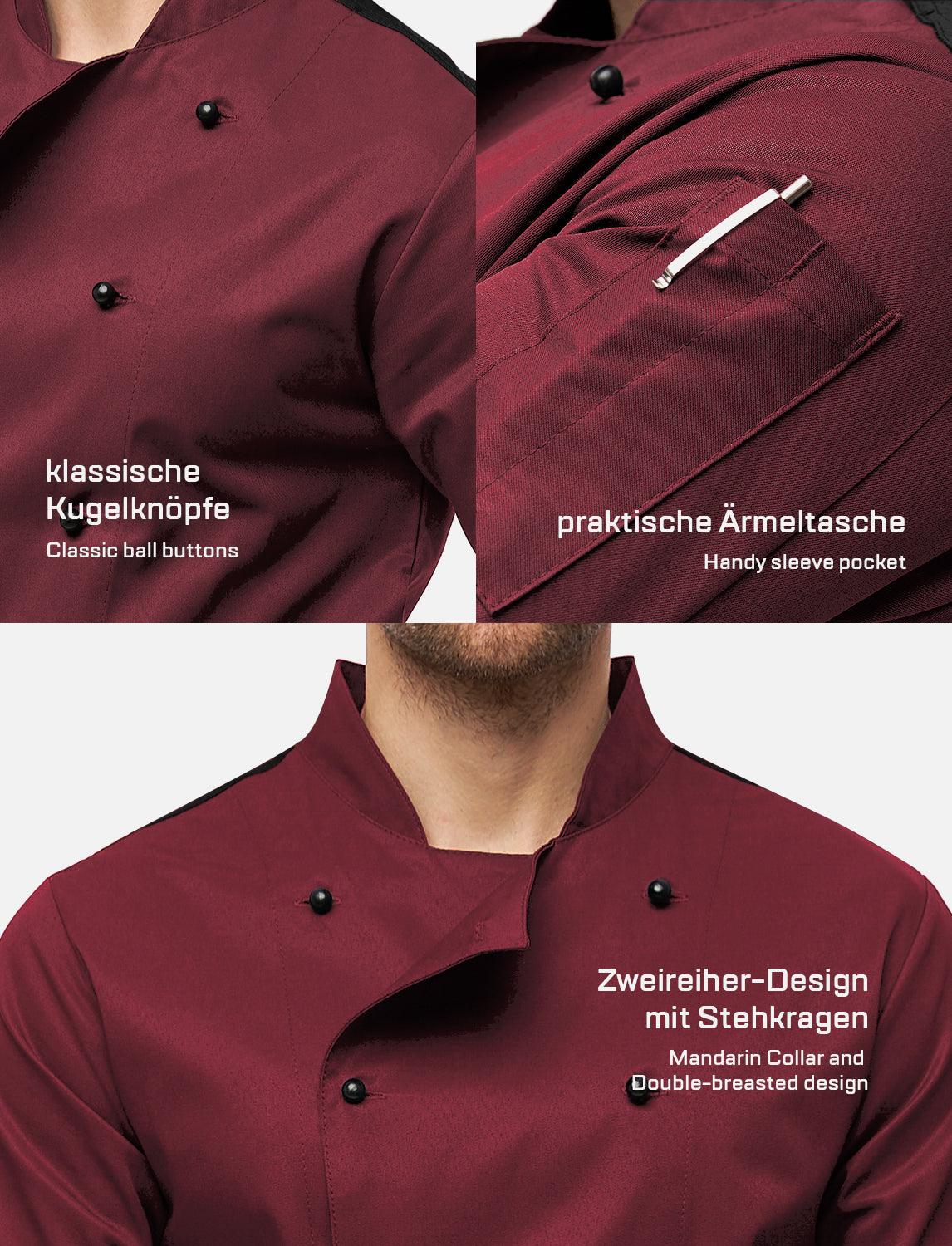Herren Kochjacke mit Stretch Rücken inkl. Kugelknöpfe - Kurzarm