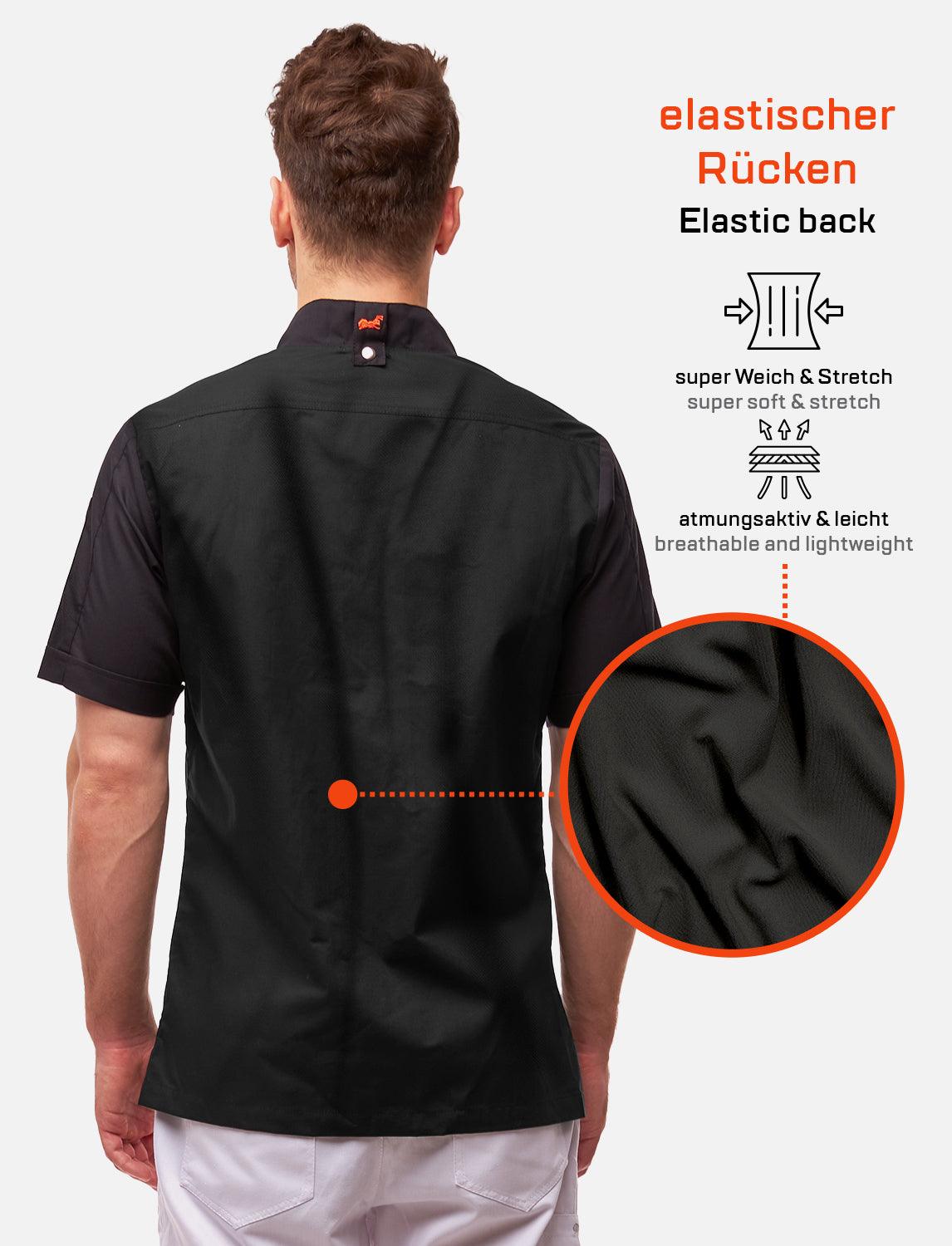 Herren Kochjacke mit Stretch Rücken inkl. Kugelknöpfe - Kurzarm
