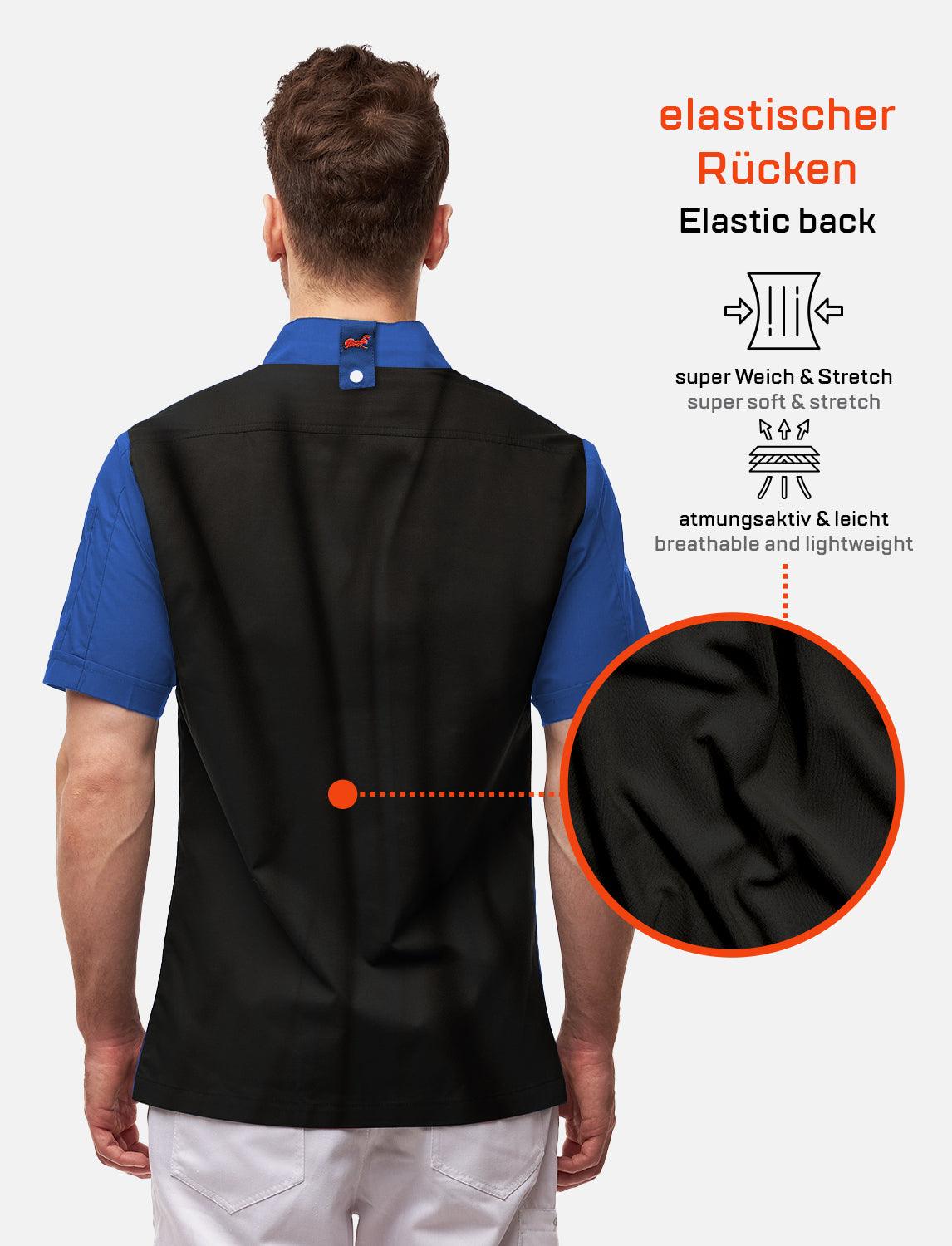 Herren Kochjacke mit Stretch Rücken inkl. Kugelknöpfe - Kurzarm