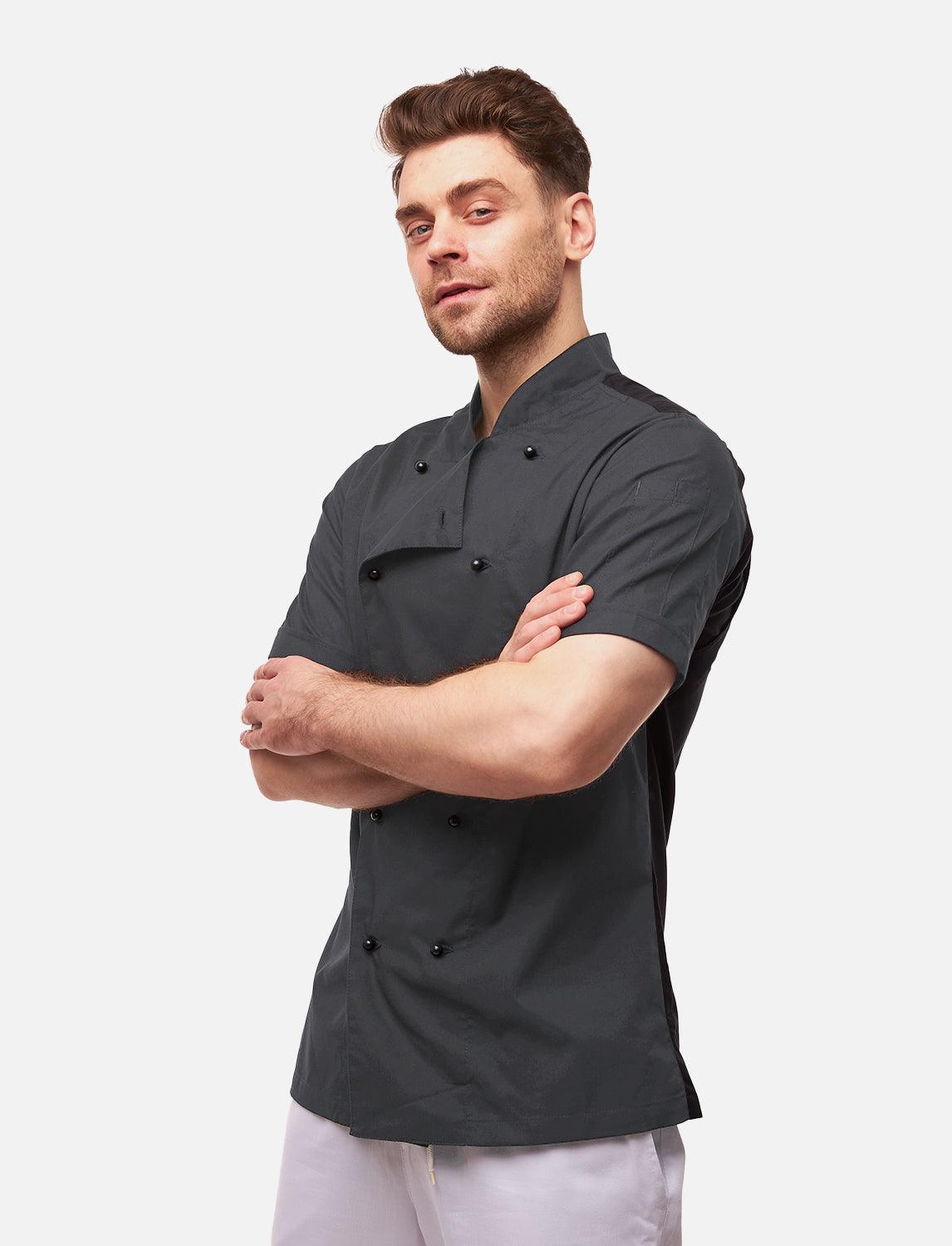 Herren Kochjacke mit Stretch Rücken inkl. Kugelknöpfe - Kurzarm