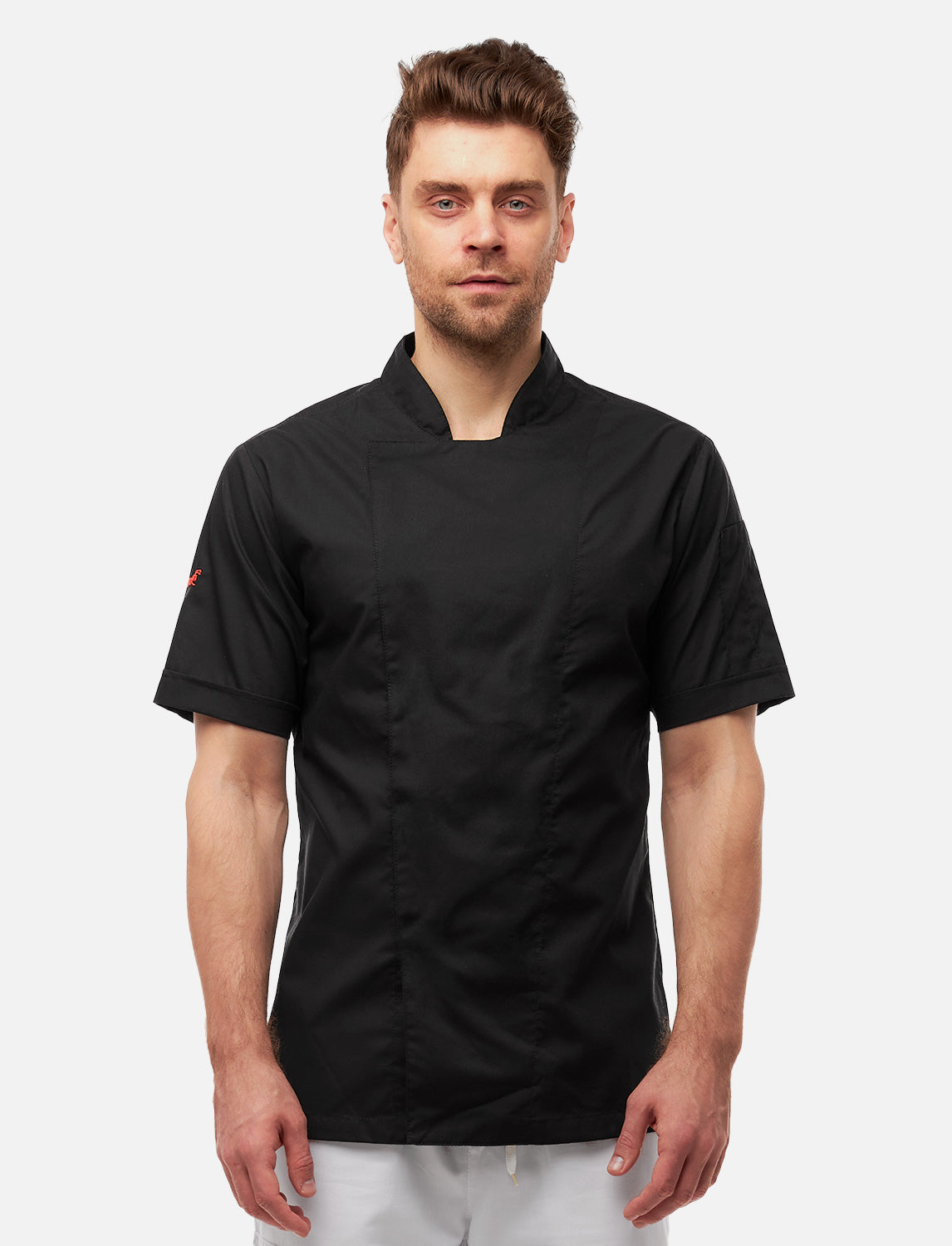 Kochjacke Herren mit Stretch Rücken – Druckknöpfen – Kurzarm