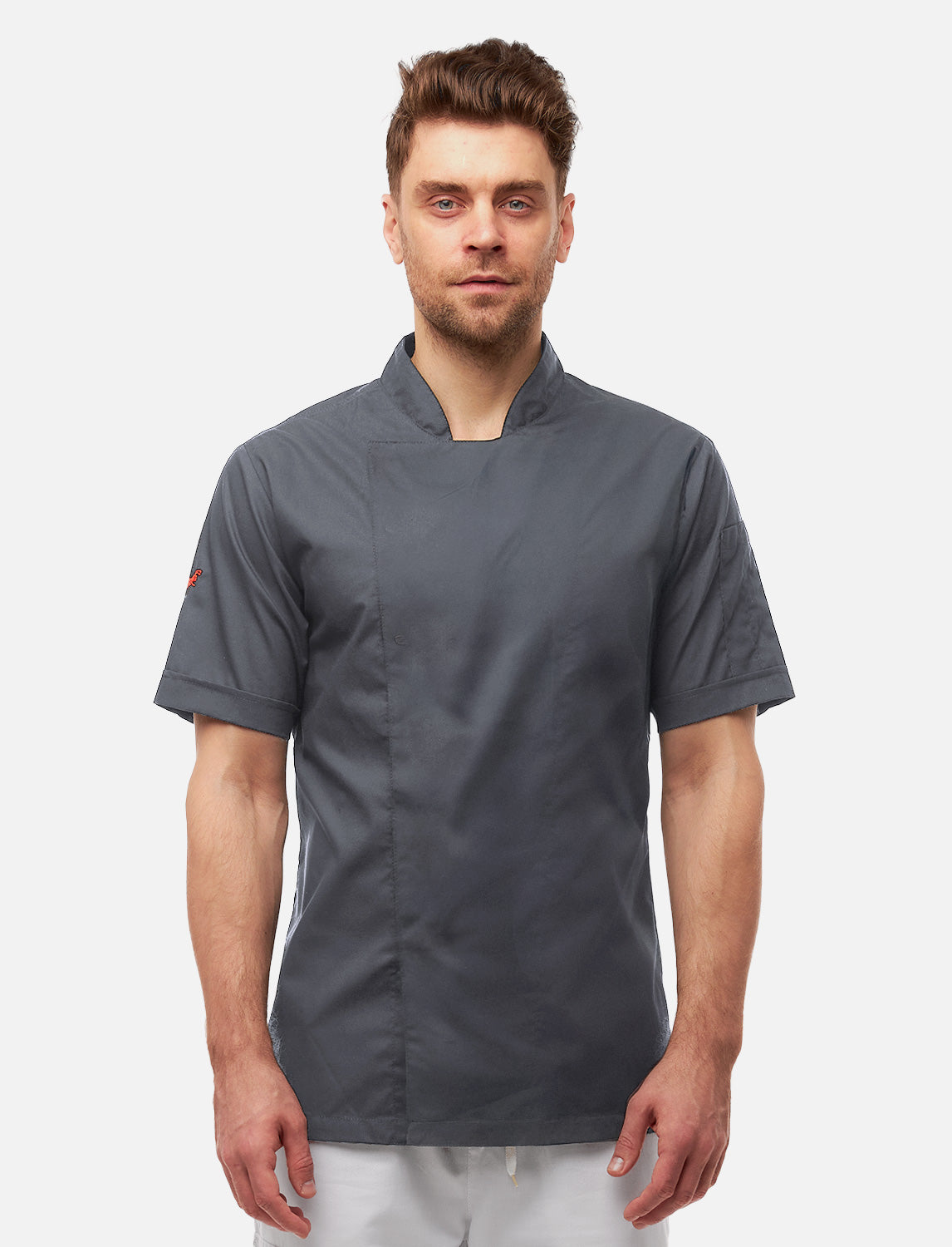 Kochjacke Herren mit Stretch Rücken – Druckknöpfen – Kurzarm